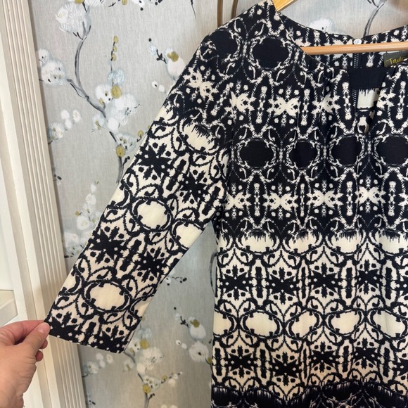 Taylor Womens Navy White Geometric Ombre 3/4 Sleeve Shift Dress Size 10 - Picture 4 of 9